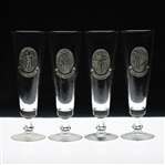 Set of Four (4) Golf Themed Drive, Fairway, Sand & Putt Pewter Emblem Champagne Glasses