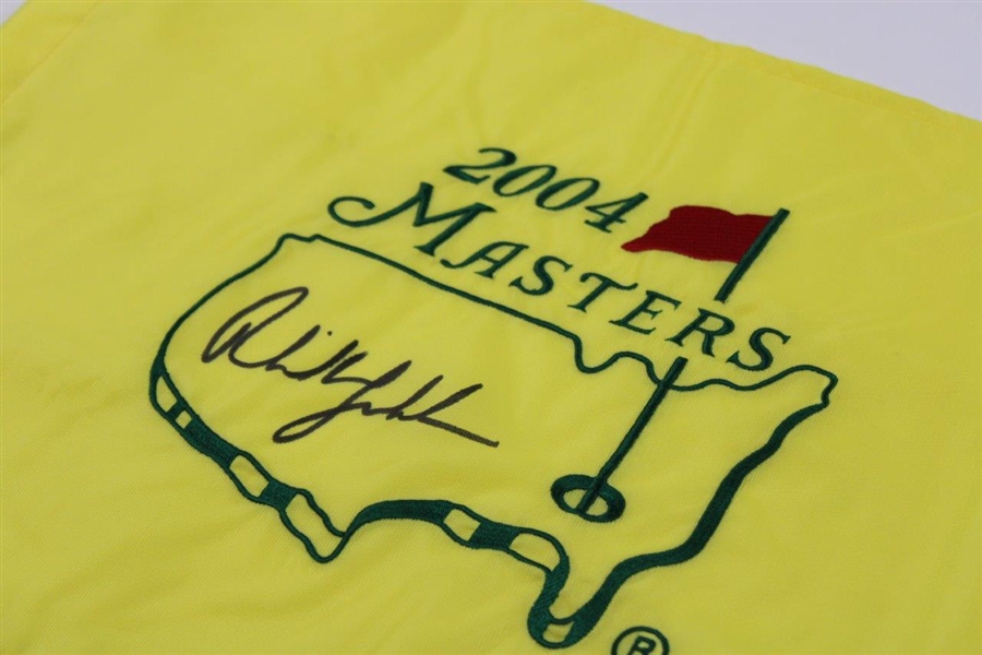 Phil Mickelson Signed 2004 Masters Embroidered Flag JSA ALOA