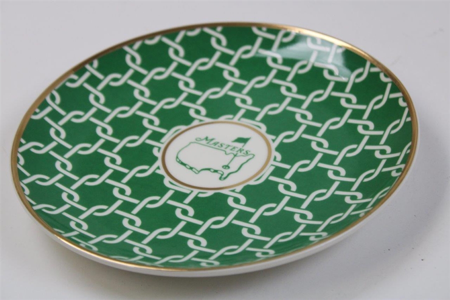 Four (4) Masters Tournament Logo Green/White Cocktail Plates in Original Box