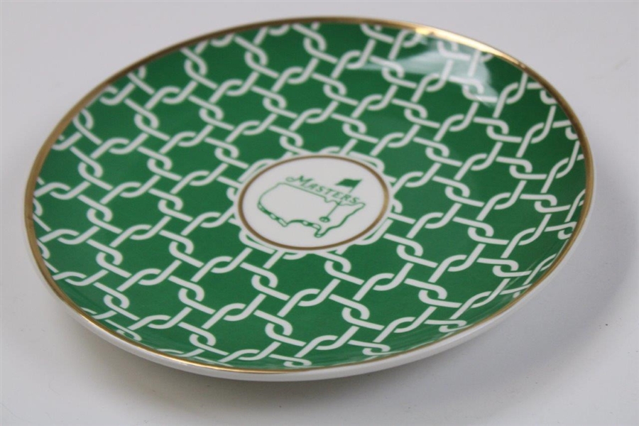 Four (4) Masters Tournament Logo Green/White Cocktail Plates in Original Box