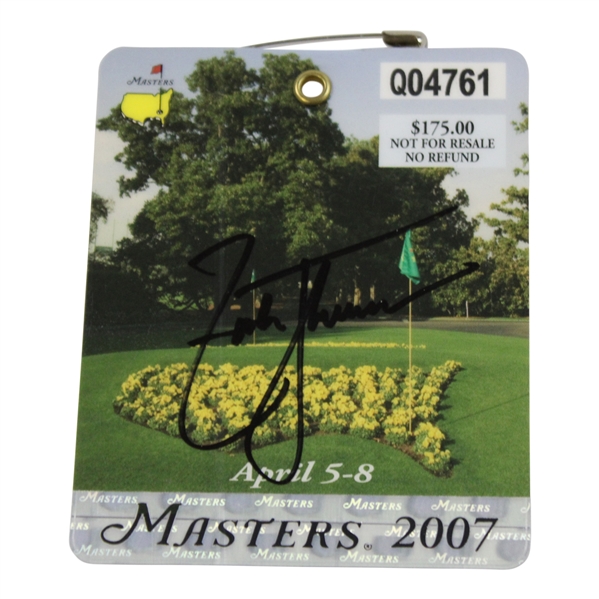 Zach Johnson Signed 2007 Masters Tournament SERIES Badge #Q04761 JSA ALOA