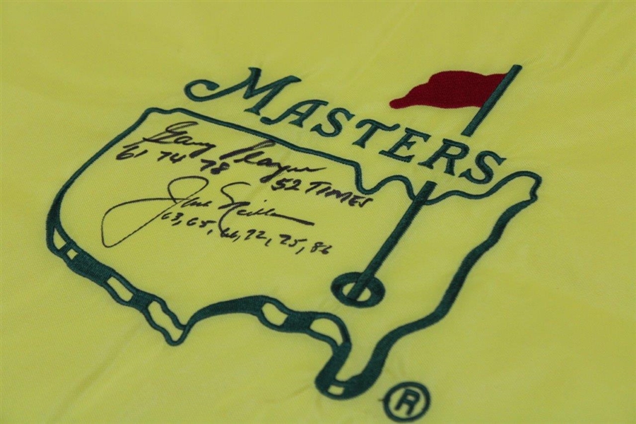 Jack Nicklaus & Gary Player Signed Undated Masters Flag w/Dates JSA ALOA