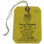 1953 Masters Tournament SERIES Badge #1805 w/Original String - Ben Hogan Win