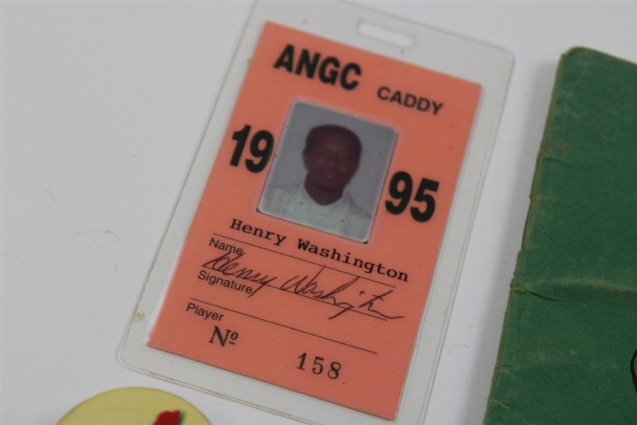 Masters Caddy Henry Washington Augusta National Caddy Badge, ID No. 158 & Yardage Book