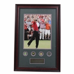 Tiger Woods Grand Slam Champion Photo & Pins Framed Display 
