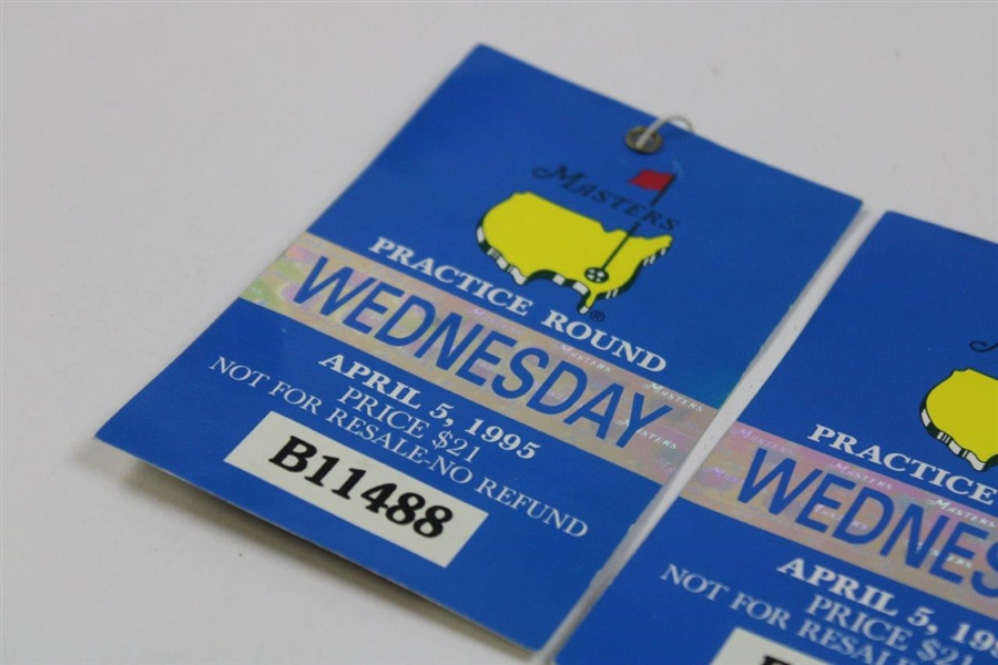 Two (2) 1995 Masters Tournament Wednesday Practice Round Tickets