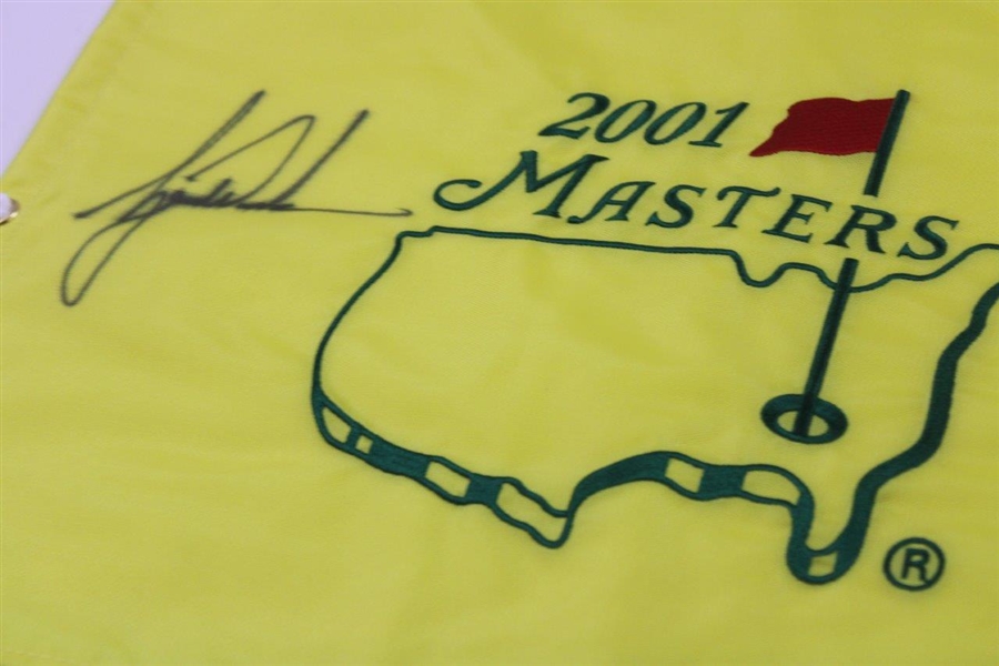 Tiger Woods Signed 2001 Masters Tournament Embroidered Flag JSA ALOA