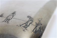 Golf Scene Silver Flask - Vintage