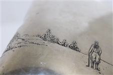 Golf Scene Silver Flask - Vintage