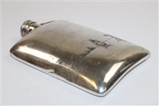 Golf Scene Silver Flask - Vintage