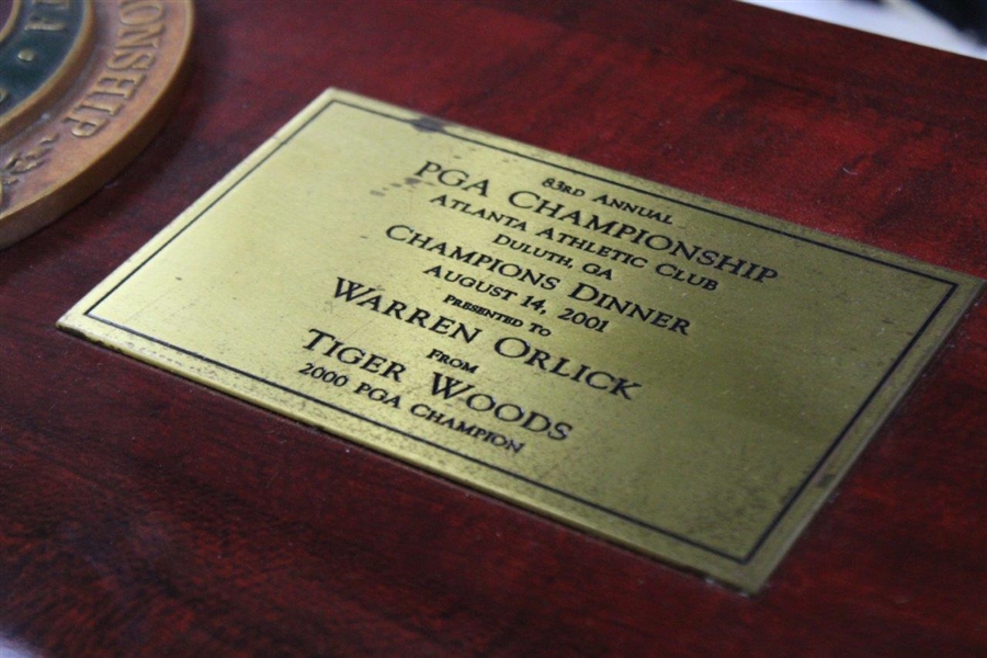 2001 PGA Championship at Atlanta Athletic Club Champions Dinner Gift From Tiger Woods To Warren Orlick
