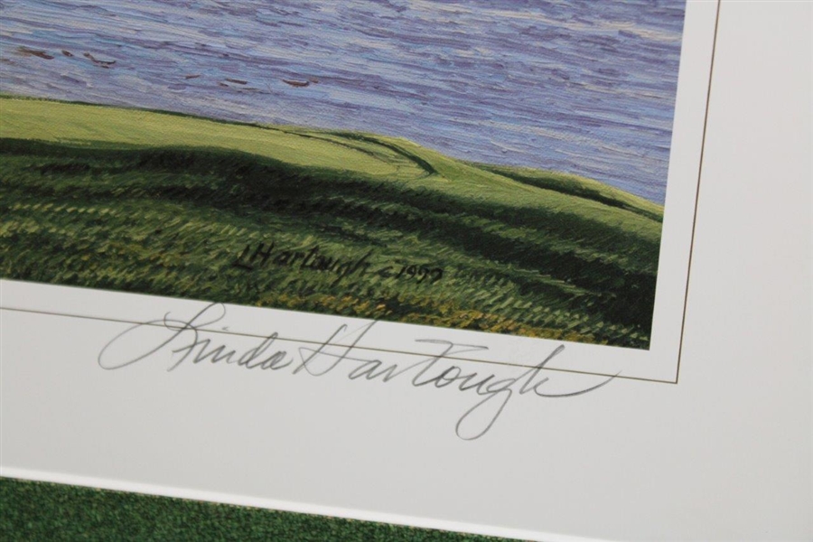 1999 The 18th Hole At Pebble Beach Framed Poster Signed By Artist Linda Hartough