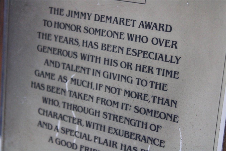 Gene Sarazen's Personal 1985 Jimmy Demaret Award Plaque