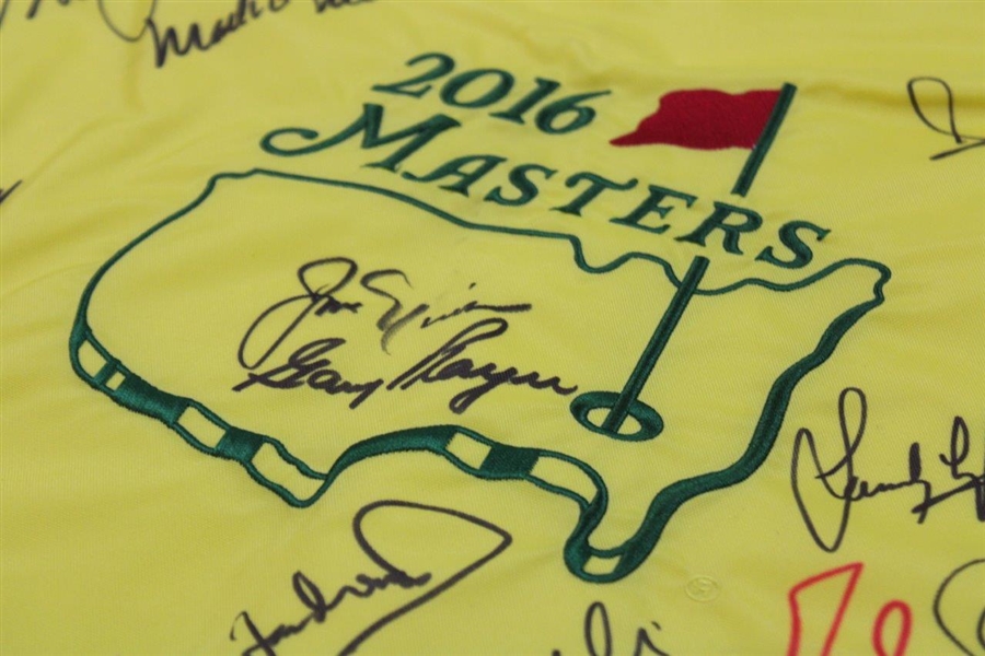 Nicklaus, Player & 12 Masters Champions Signed 2016 Masters Flag JSA ALOA