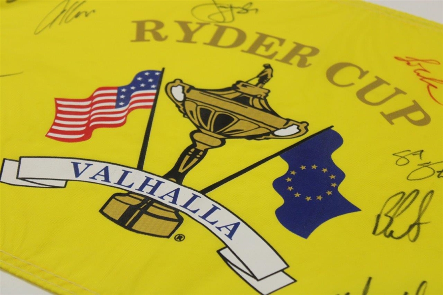 Mickelson And 11 Others Signed 2008 Ryder Cup at Valhalla Flag JSA ALOA