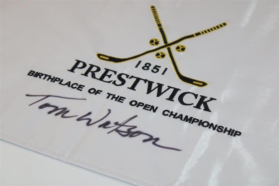 Tom Watson Signed Prestwick 1851 Birthplace Of The Open Championship” Flag JSA ALOA