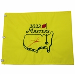 Champ Jon Rahm Signed 2023 Masters Tournament Embroidered Flag JSA ALOA