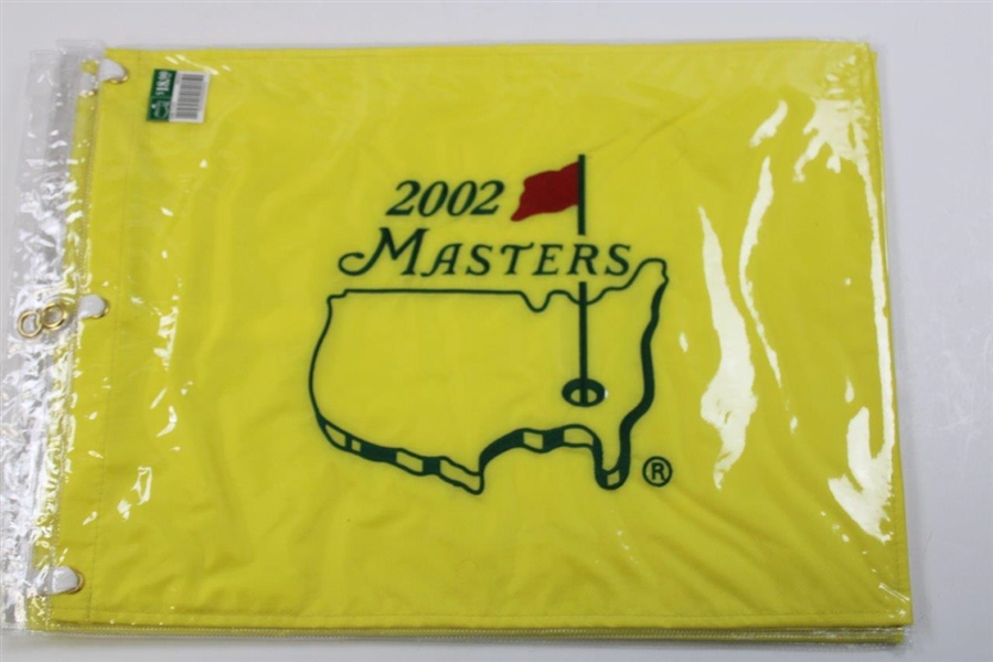 2001, 2002, 2005 & 2019 Masters Embroidered Flags in Original Sleeves - Tiger Woods Wins