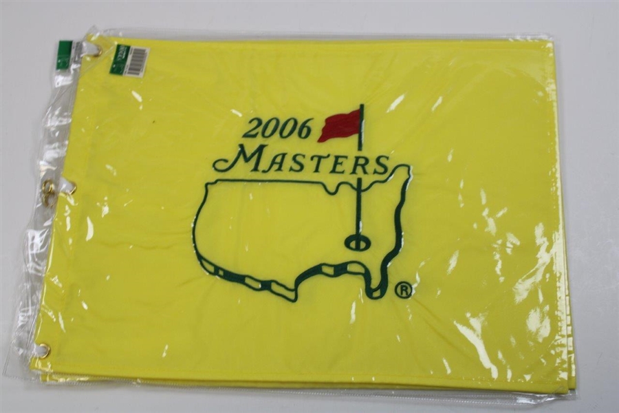 2004, 2006 & 2010 Masters Embroidered Flags in Original Sleeves - Phil Mickelson Wins