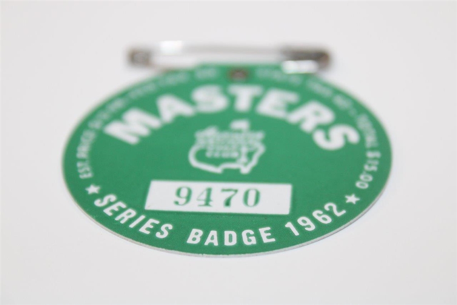 1962 Masters Tournament SERIES Badge #9470 - Arnold Palmer Winner
