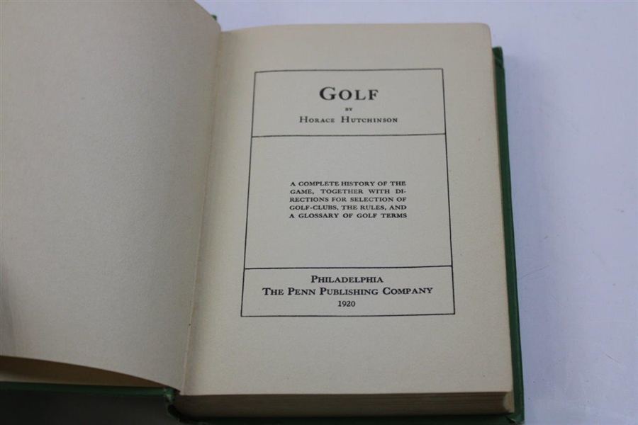 1920 'Golf' By Horace Hutchinson 