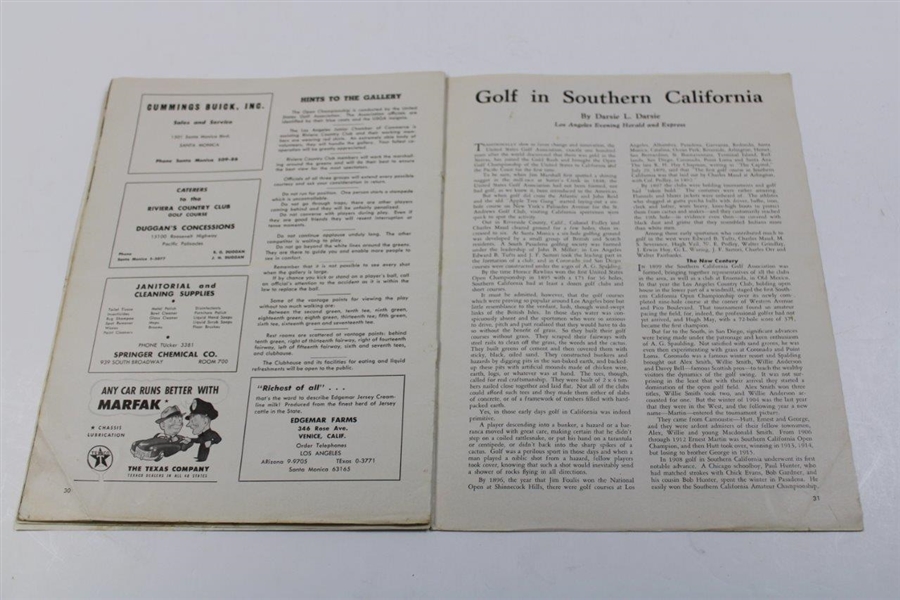 1948 US Open Championship at Riviera CC Program - Ben Hogan’s 1st Open