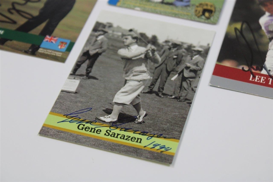 (4) Four PGA Championship Winners Signed Golf Cards Sarazen, Singh, Trevino & Daly JSA ALOA
