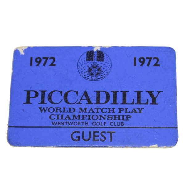 1972 Piccadilly World Match Play Championship at Wentworth GC Guest Badge