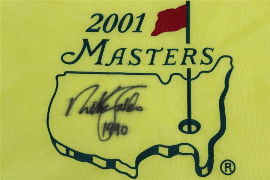 Nick Faldo Signed 2001 Masters Embroidered Flag with '1990' JSA ALOA