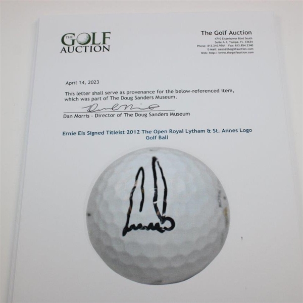 Ernie Els Signed Titleist 2012 The Open Royal Lytham & St. Annes Logo Golf Ball JSA ALOA