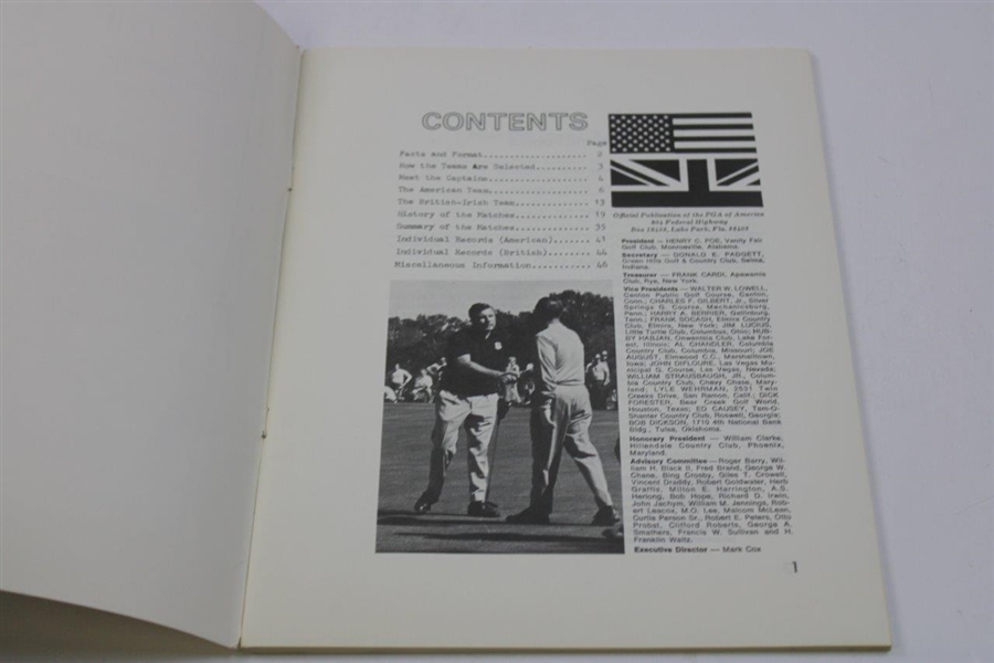 1975 Ryder Cup Matches at Laurel Valley Golf Club Official Press/Radio/TV Info Program