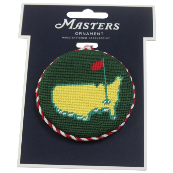 Masters Smathers & Branson Needlepoint Flag Logo Ornament Trimmed with Candy Cane