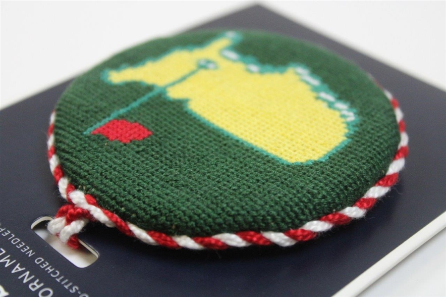 Masters Smathers & Branson Needlepoint Flag Logo Ornament Trimmed with Candy Cane