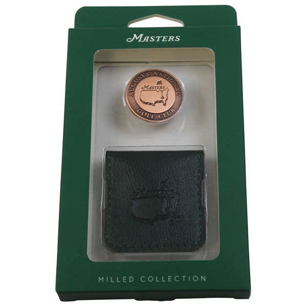 Masters Milled Collection Copper Dome Ball Marker w/Dark Green Leather Pouch