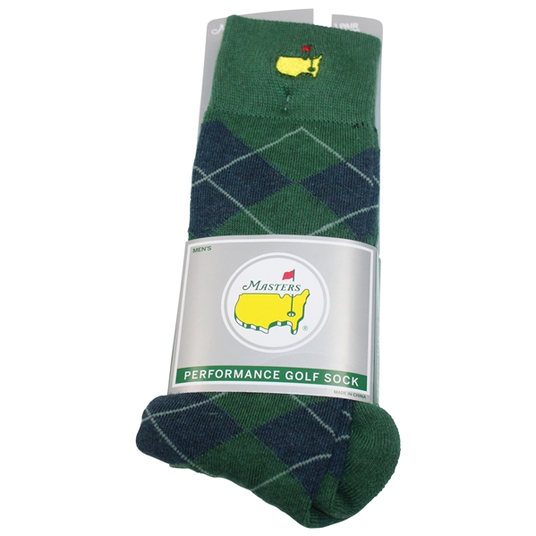 Masters Men's FootJoy Performance Golf Socks - Green and Navy Argyle Pattern