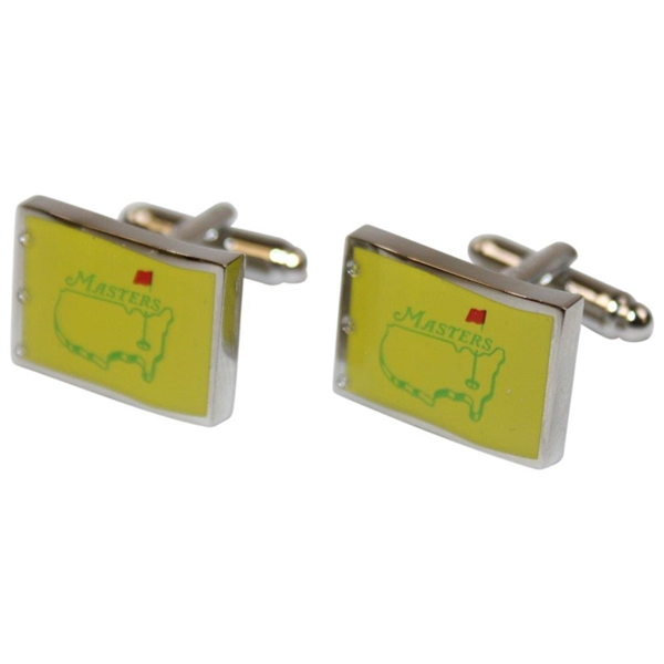 Masters Tournament Yellow Flag Logo Cuff Links in Original Box - Made in Italy
