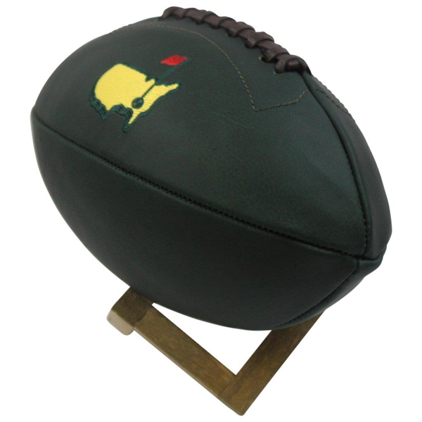 2024 Masters Tournament Green Leather Links & King Football with Wood Stand in Bag