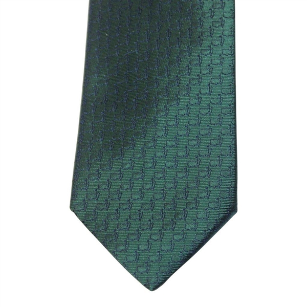 Masters Made in Italy Collection Dark Green Silk Tie with Navy Mini Logo Pattern