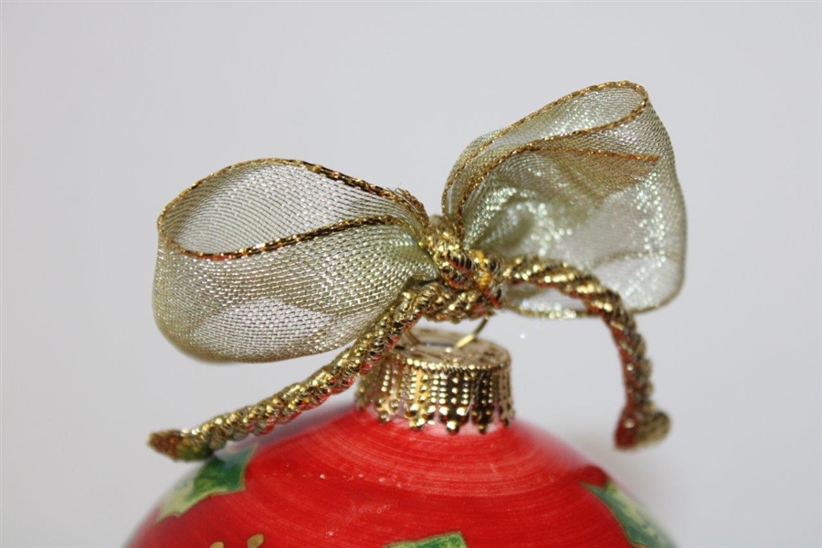 2024 Masters Hand Painted Red Ceramic Globe Ornament in Original Box