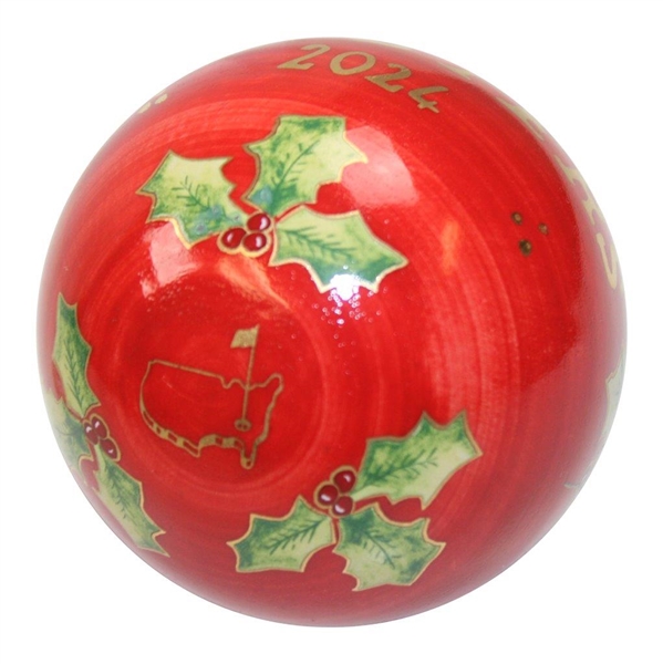 2024 Masters Hand Painted Red Ceramic Globe Ornament in Original Box