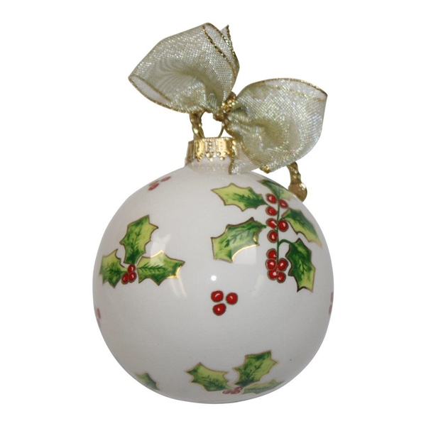 2024 Masters Hand Painted White Globe Ornament in Original Box