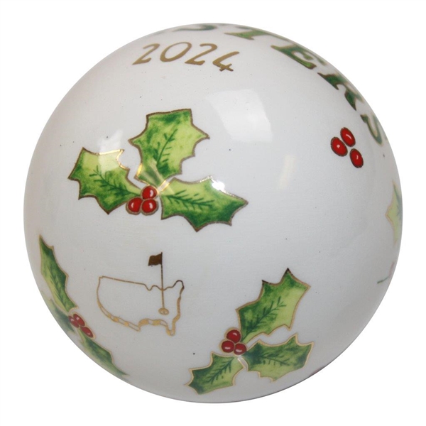 2024 Masters Hand Painted White Globe Ornament in Original Box