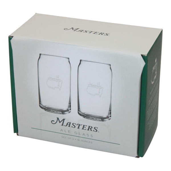 Set of Two (2) Masters Tournament 16oz Ale Glasses in Original Box