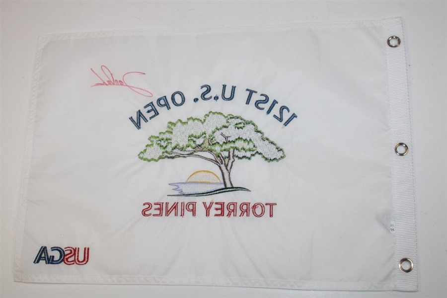 Jon Rahm Signed 2021 US Open at Torrey Pines Embroidered Flag 