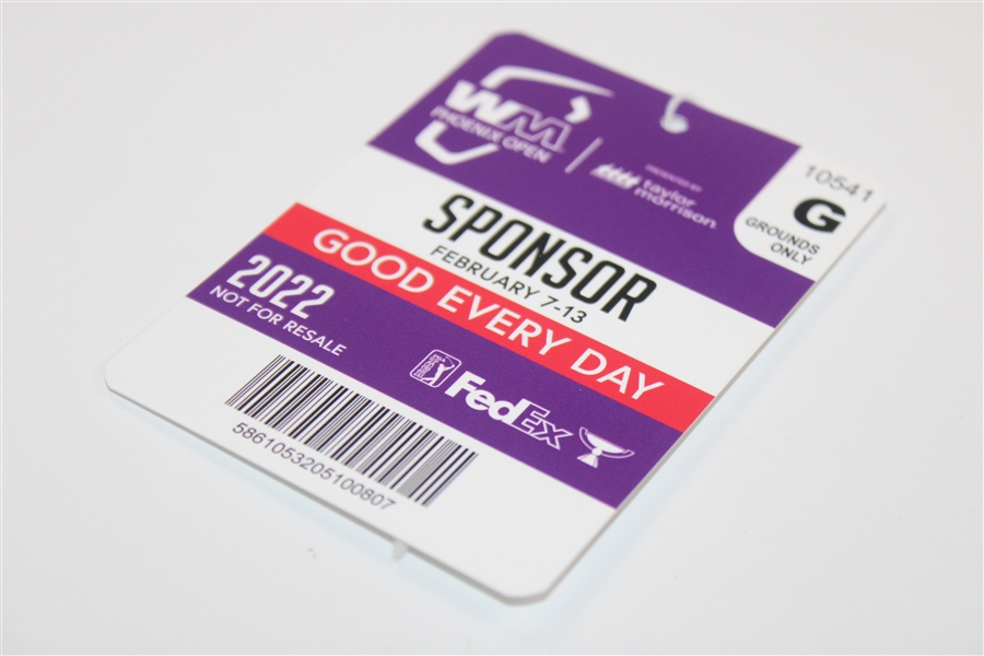 2022 Waste Management Open Sponsor Weekly Grounds Ticket Badge #10541 - Scottie Scheffler 1st PGA Win