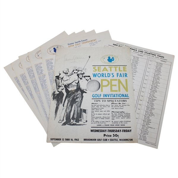 1962 Seattle Open Program, Pairing Sheet & Letterhead - Jack Nicklaus 2nd Pro Win
