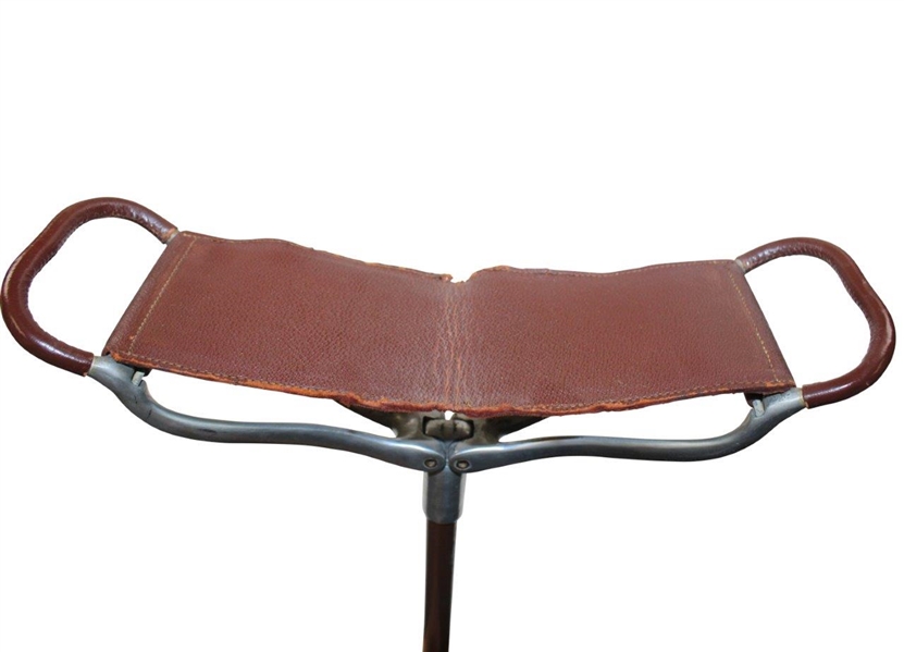 Vintage Dark Brown Leather Fold-Up Seat - Made in England circa 1920’s