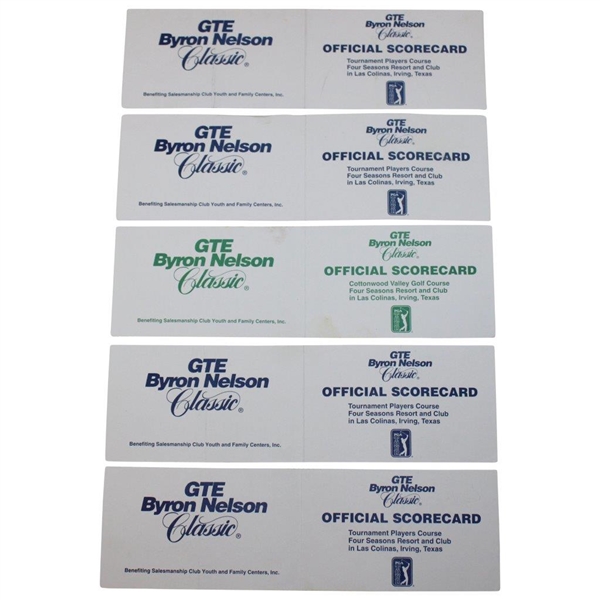 Couples, Price, Kite & Seven Others Signed GTE Byron Nelson Classic Used Scorecards