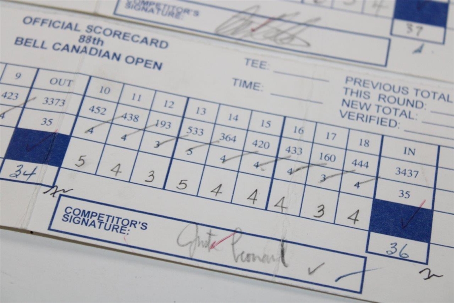 Pavin, Stadler, Leonard & Seven Others Signed Bell Canadian Open Used Scorecards