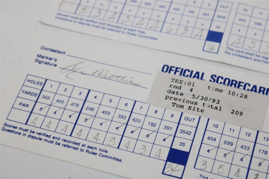 Crenshaw, Cink, Kite & Seven Others Signed Mastercard Colonial Used Scorecards